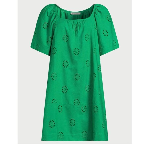 Free Assembly Women's Square Neck Eyelet Mini Dress Green Size XS NEW - Picture 1 of 9